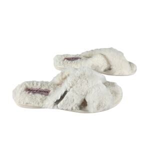 JUICY COUTURE WOMEN'S WHITE FAUX FUR JC-HELINA-2 FLAT SLIPPERS SIZE US 11